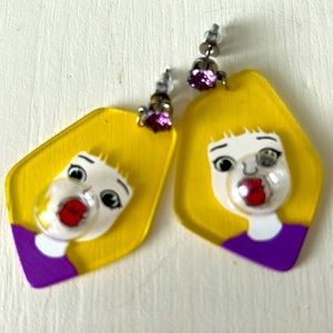 Girl Blowing Gum Bubble Earrings